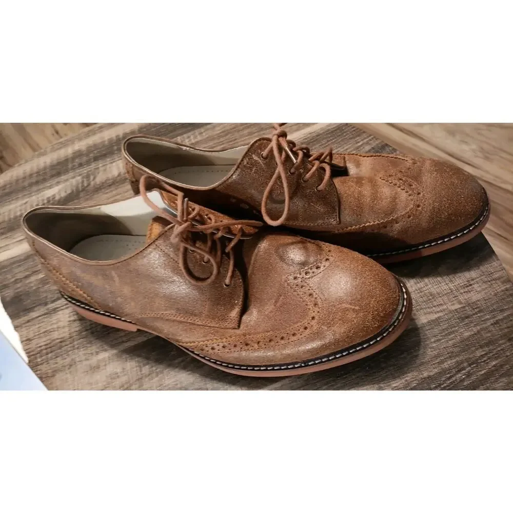 Cole Haan 5713141 Dress Wingtip Oxford Shoes Brown Tan Leather Men's Size 10.5W